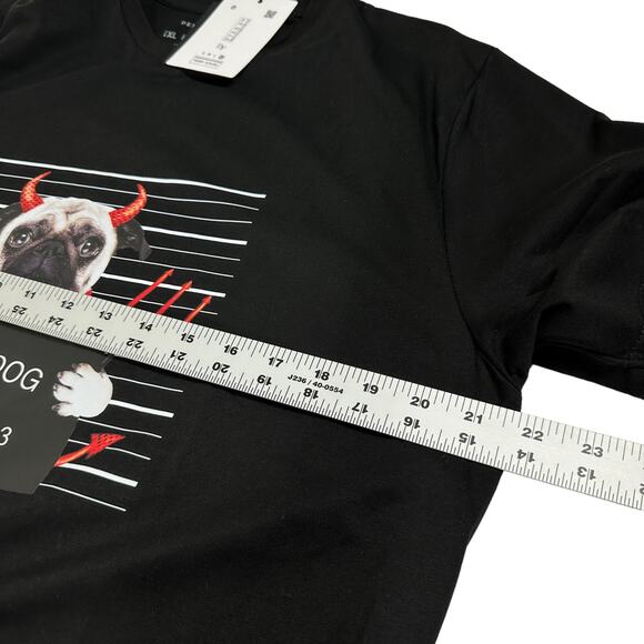 Denim Flower Ricky Singh T Shirt Men's Size XL Bad Dog Frenchie Halloween Black - Picture 6 of 7